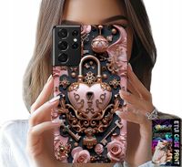ETUI DO SAMSUNG GALAXY S21 Ultra - KOBIECE, MODNE WZORY, KŁÓDKA SERCE RÓŻA