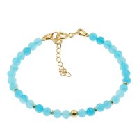 Bransoletka regulowana - Amazonit fasetowane kulki i srebro złocone