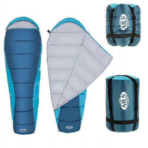 ŚPIWÓR TURYSTYCZNY MUMIA Z KAPTUREM DUŻY CIEPŁY LEKKI POD NAMIOT 220cm na Arena.pl