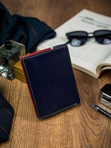 Pionowy portfel męski dwukolorowy, skóra naturalna hq na Arena.pl