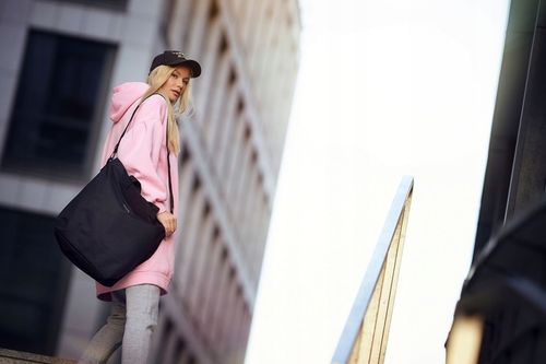 Torebka damska torba shopperka na zakupy czarna do pracy na ramię na Arena.pl