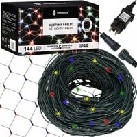 SIATKA 144LED LAMPKI CHOINKOWE KURTYNA ŚWIETLNA DUŻA 5x2m GIRLANDA MULTI