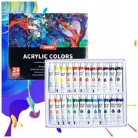 FARBY AKRYLOWE DUŻY ZESTAW FARB AKRYLOWYCH 24x12ml FARBA AKRYLOWA