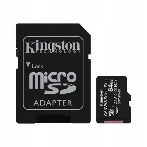 kingston karta pamięci microsd 64gb canvas select plus 100mb/s adapter na Arena.pl