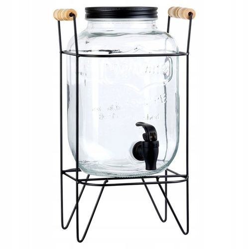 Słój Dozownik do Napojów z Kranikiem Czarnym Stojakiem Szklany VILDE 4,2 L na Arena.pl