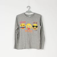 BLUZKA DZIEWCZĘCA SZARA Z NADRUKIEM EMOJI R. 152