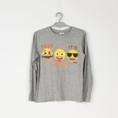 BLUZKA DZIEWCZĘCA SZARA Z NADRUKIEM EMOJI R. 152