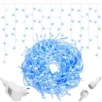 KURTYNA SOPLE 500 LED LAMPKI 22,5 m ZEWNĘTRZNE+FLASH NIEBIESKIE CHOINKOWE