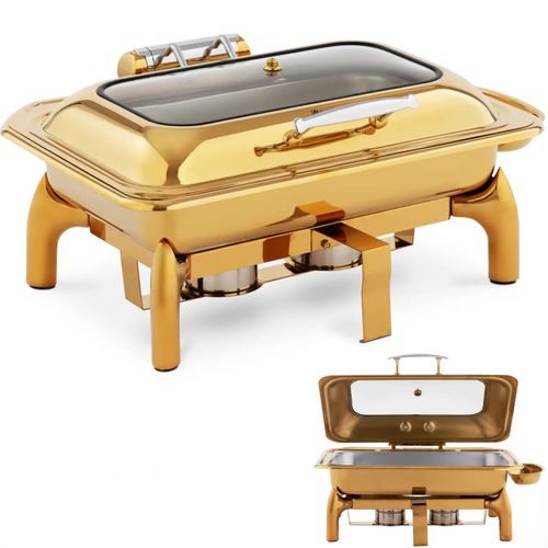 Podgrzewacz do potraw bufetowy na pastę z okienkiem GN 1/1 9 l - złoty na Arena.pl