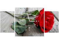 80X40CM ZEGAR RÓŻA DESKACH OBRAZ