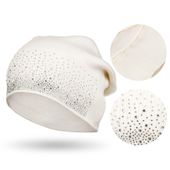 biała czapka damska z kryształkami - peterson