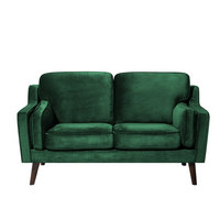 Sofa 2-osobowa welurowa zielona LOKKA