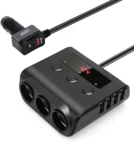 Adapter samochodowy rozdzielacz rozgałęźnik 9w1 180W 6xUSB 3xPort Zapalnicz