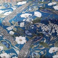 Tkanina na poduszki i obiciowa pawie niebieskie