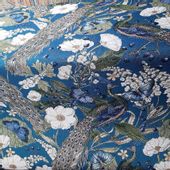 Tkanina na poduszki i obiciowa pawie niebieskie