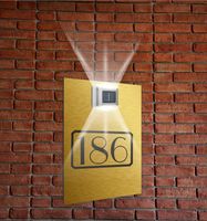 złota TABLICZKA ADRESOWA aluminiowa oświetlony numer domu 40x30 pionowa