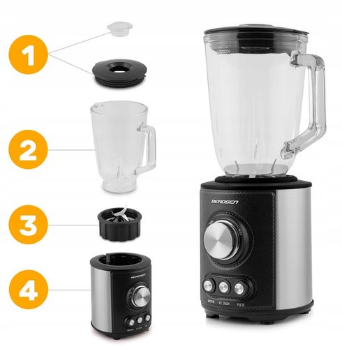 Blender kielichowy duży szklany czarny 800W Berdsen 1,5L na Arena.pl