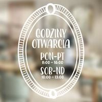 Naklejka zapraszamy godziny otwarcia na witrynę drzwi szybę 35x31