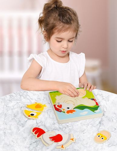drewniane puzzle montessori dla dzieci kurczak mwz-3154 na Arena.pl