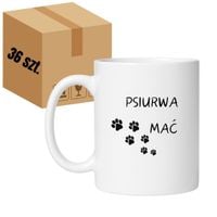 KUBEK "PSIURWA MAĆ" Wzór - Klasyczny Biały 330 ml - 36 sztuk
