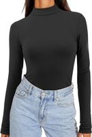 Koszulka Damska Obcisła z Długim Rękawem Elegancki Golf Czarny XL