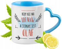 Dla Olafa Kubek Błękitny Z Uszkiem W Kształcie Serca Na Prezent Na Kawę