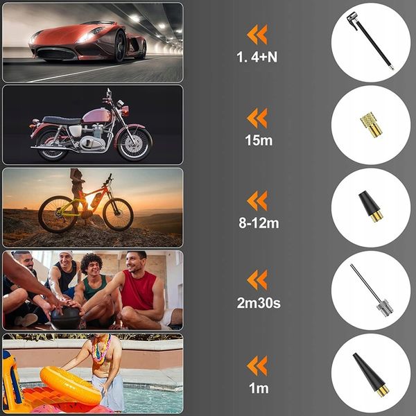 KOMPRESOR SAMOCHODOWY POMPKA DO ROWERU AKUMULATOR 6000 MAH zdjęcie 13