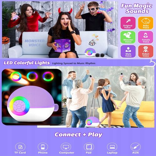 BEZPRZEWODOWY EFEKT ŚWIETLNY KARAOKE STEREO + 2 MIKROFONY na Arena.pl