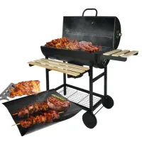 ZESTAW GRILL OGRODOWY WĘGLOWY Z PÓŁKAMI POKRYWA + 8x MATA TEFLONOWA BBQ1008