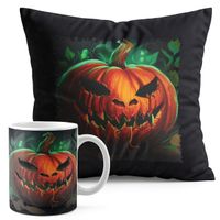 ZESTAW KUBEK + PODUSZKA CZARNA - HALLOWEEN