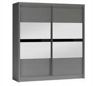 Szafa Batumi 203x61x215 cm grafit /czarne szkło