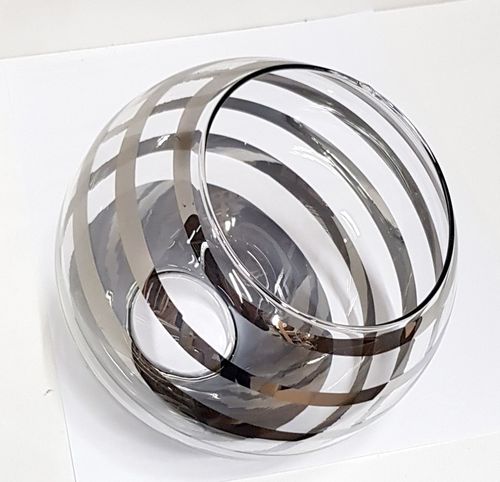 Klosz SZKLANY do lamp na E27 Kula paski chrom na Arena.pl