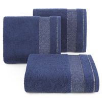 Ręcznik bawełniany frotte z ozdobną bordiurą NESSY 70X140 granatowy