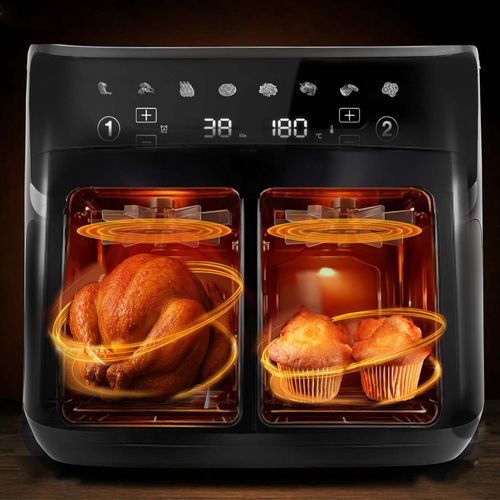 Duża frytkownica beztłuszczowa 10,2l Air fryer XL dwukomorowa Berdsen 1700W BD-657 czarna na Arena.pl