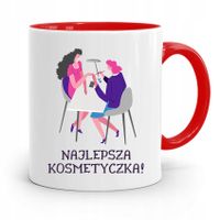 Kubek Czerwony Dla Kosmetyczki Najlepsza Prezent Z Nadrukiem Ze Zdjęciem