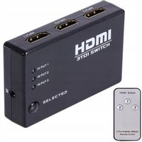 ROZDZIELACZ HDMI 3 PORTOWY + PILOT ROZGAŁĘŹNIK HQ