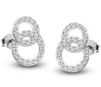 KOLCZYKI SREBRNE KOŁA KÓŁECZKA Z CYRKONIAMI SZLIF DIAMENTOWY SREBRO 925