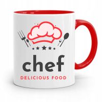 Kubek Czerwony Dla Kucharza Chef Delicious Food Z Nadrukiem Ze Zdjęciem