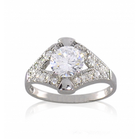 SREBRNY PIERŚCIONEK Z CYRKONIAMI PRÓBA SREBRA 925