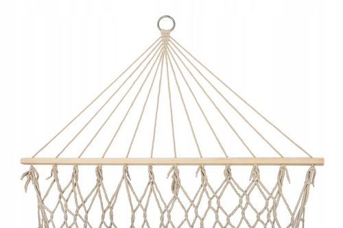 Hamak ogrodowy brazylijski boho siatka frędzle 200cm ecru 250kg na Arena.pl