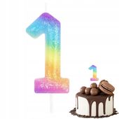 ŚWIECZKA URODZINOWA CYFERKA 1 KOLOROWA METALICZNA NA IMPREZĘ URODZINOWĄ