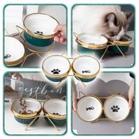 ZESTAW 2SZT MISKA DLA KOTA PSA PODWÓJNA CERAMICZNA NA STOJAKU Miski 2x300ml