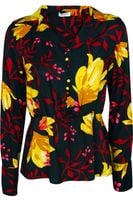 Pieces Pcrinna Czarna Bluzka w Kwiaty - 36 / S