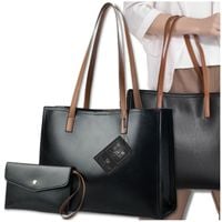 Torebka Shopper Damska CZARNA Torba Na Ramię Duża A4 SKÓRZANA Shopperka