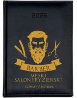 KALENDARZ A4 2026 DZIENNY terminarz z nadrukiem UV BARBER FRYZJER MĘSKI