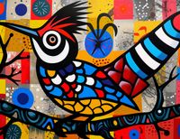 Plakat 65x50cm Ptak Na Wznak