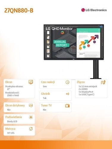 Monitor 27QN880-B 27 cali IPS QHD USB-C FreeSync Pivot na Arena.pl