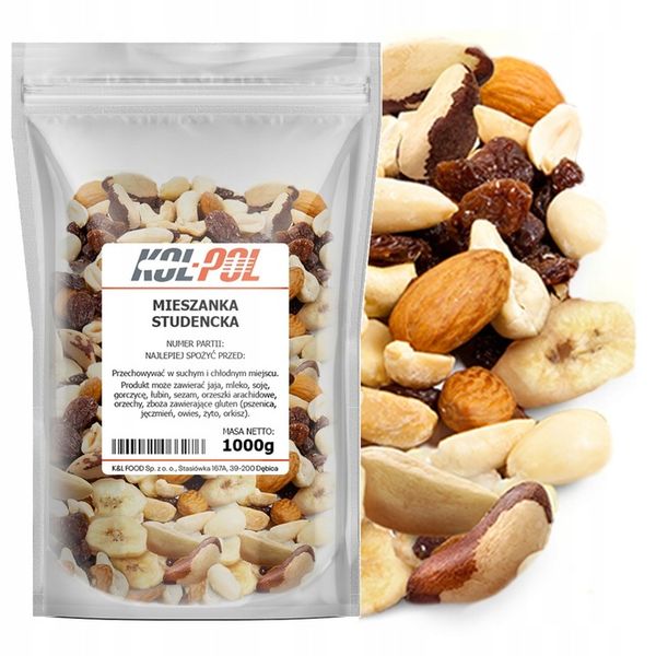MIESZANKA STUDENCKA 1kg Orzechy bakalie naturalna przekąska jakość zdjęcie 1