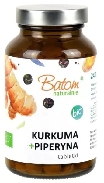 Kurkuma + Piperyna BIO 240 Tabletek - Batom zdjęcie 1