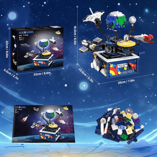 KLOCKI UKŁAD ZIEMIA PLANETA RUCHOMY KOSMOS RAKIETY SAMOLOT LED 554szt 6w1 na Arena.pl